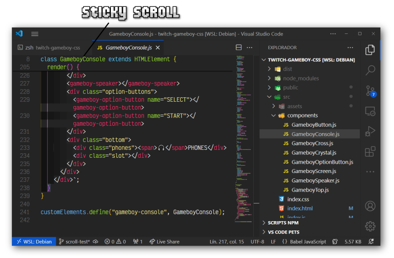 VSCode: Sticky scroll